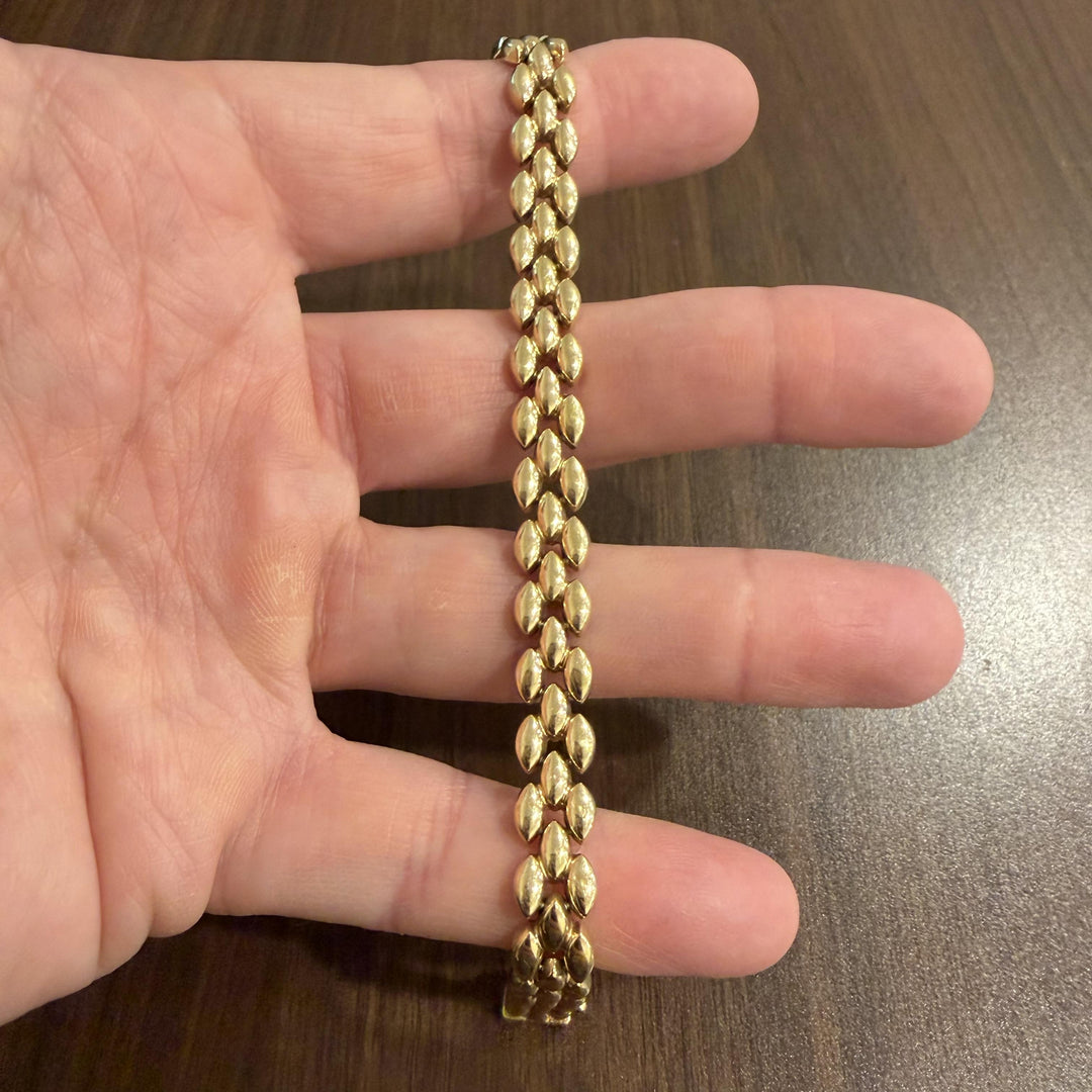 14k Yellow Gold 13.7g Vintage Polished 9mm Panther Link Bracelet Italy 7"
