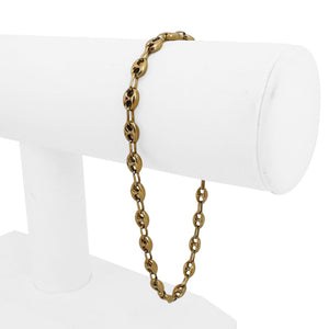 14k Yellow Gold 5g Hollow Light Puffy Mariner Link Bracelet Italy 8.5"