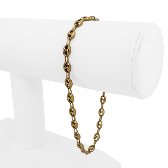 14k Yellow Gold 5g Hollow Light Puffy Mariner Link Bracelet Italy 8.5