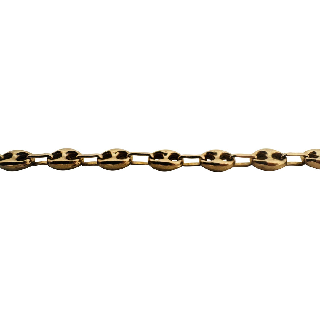 14k Yellow Gold 5g Hollow Light Puffy Mariner Link Bracelet Italy 8.5"