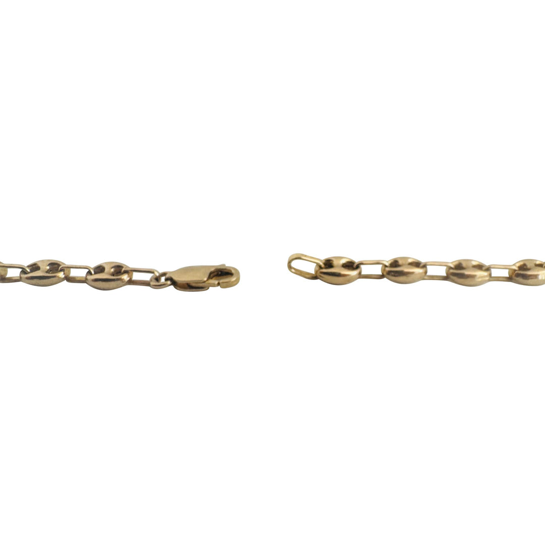 14k Yellow Gold 5g Hollow Light Puffy Mariner Link Bracelet Italy 8.5"