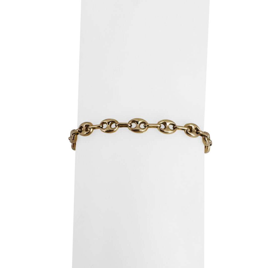 14k Yellow Gold 5g Hollow Light Puffy Mariner Link Bracelet Italy 8.5"