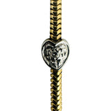 14k Yellow Gold and White Gold Diamond Heart Station Snake Link Anklet 10"