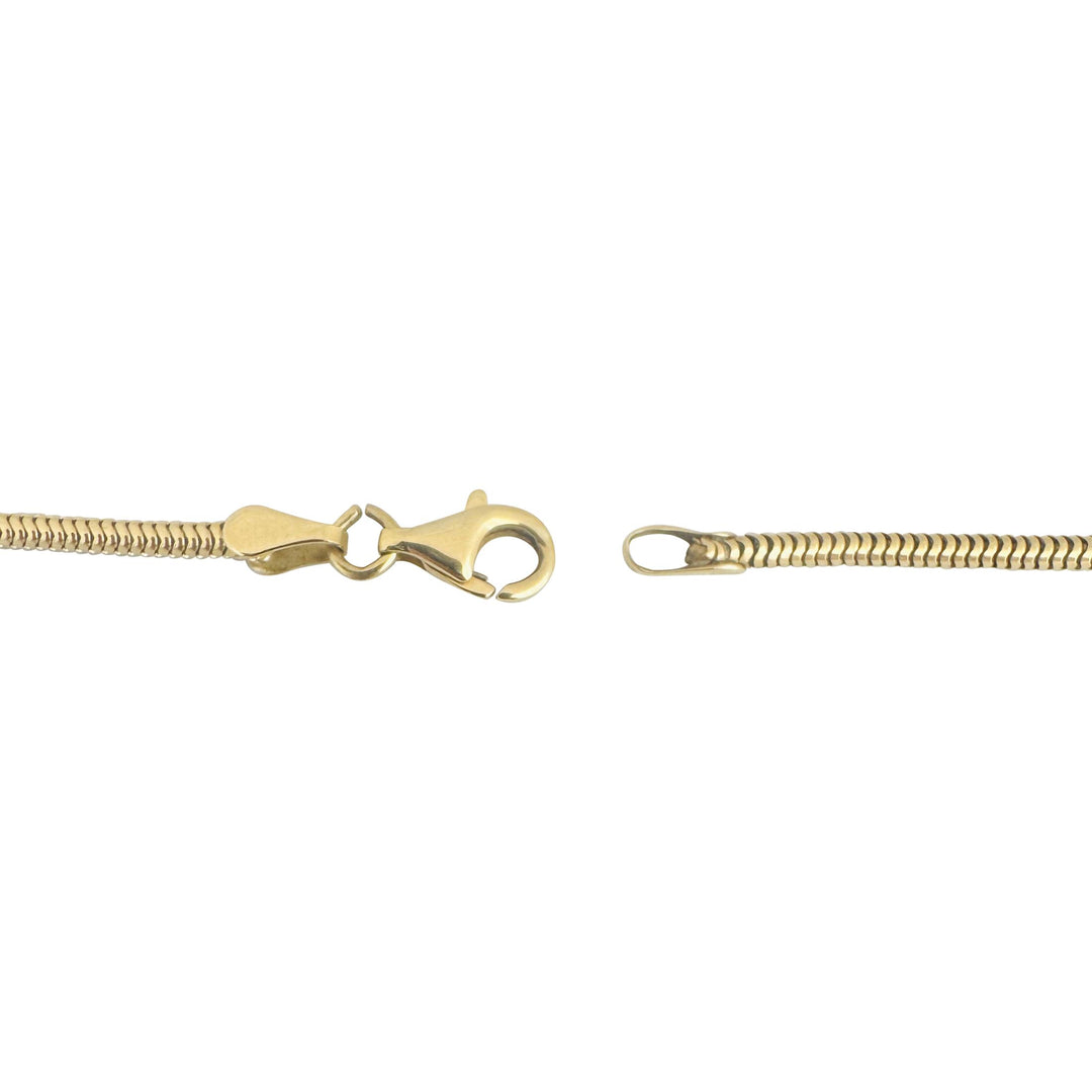 14k Yellow Gold and White Gold Diamond Heart Station Snake Link Anklet 10"