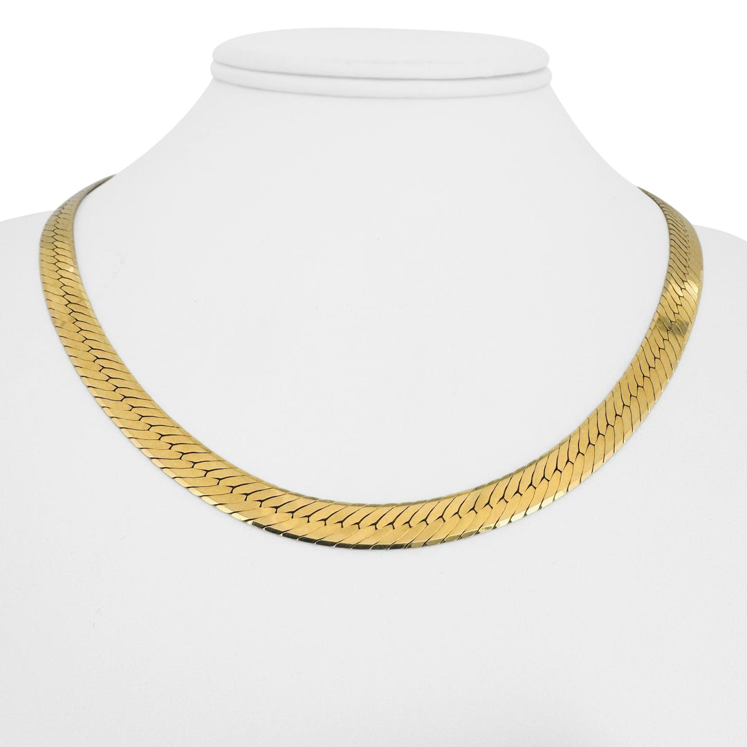 14k Yellow Gold 27.3g Solid Thick 7mm Herringbone Link Necklace Italy 18"