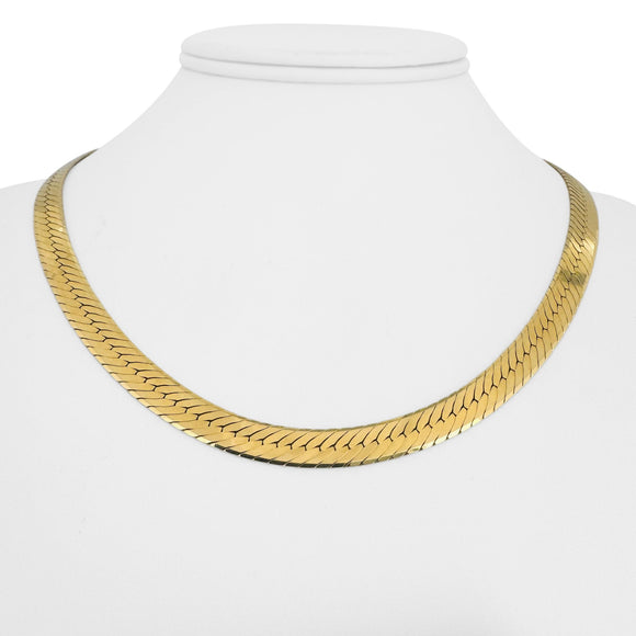 14k Yellow Gold 27.3g Solid Thick 7mm Herringbone Link Necklace Italy 18
