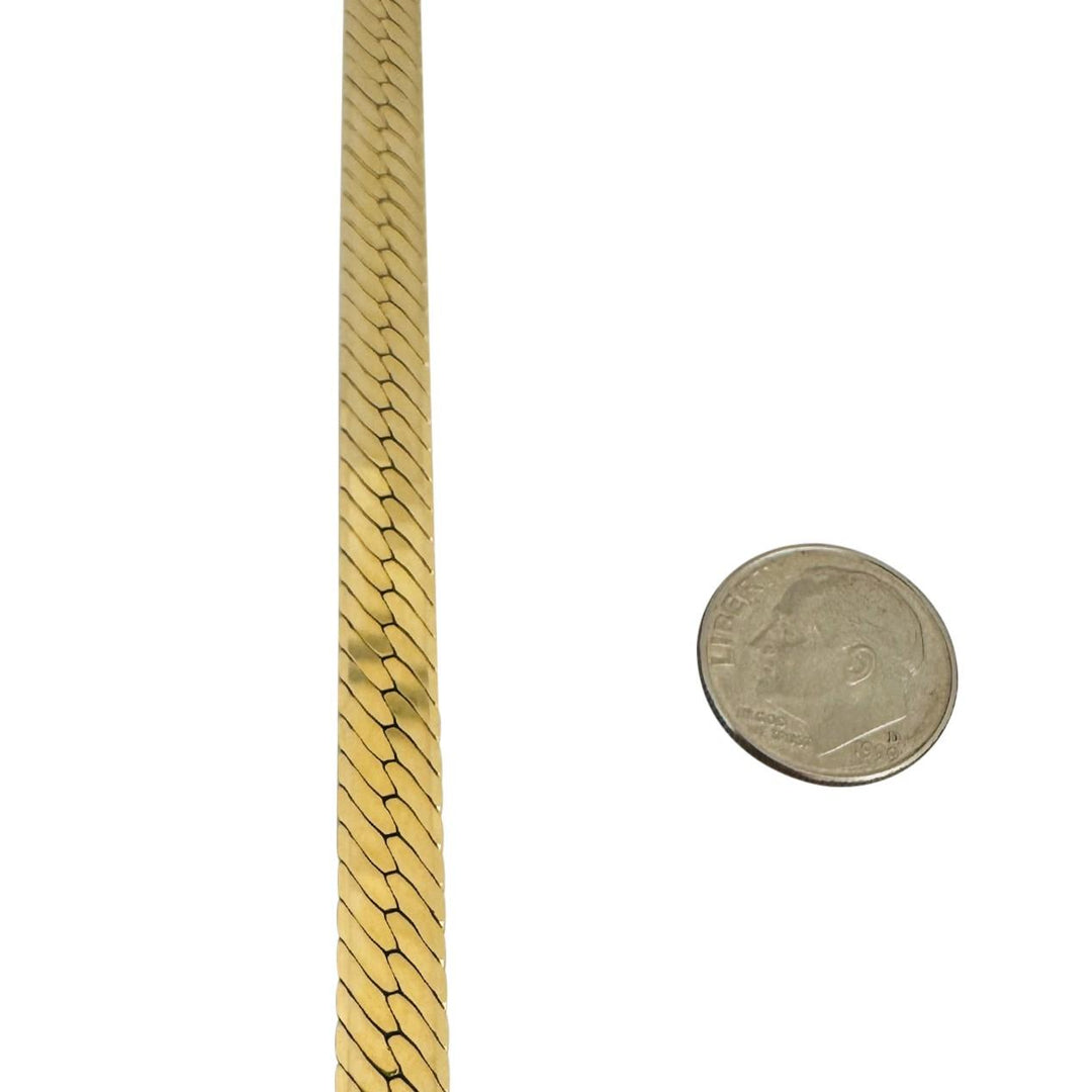 14k Yellow Gold 27.3g Solid Thick 7mm Herringbone Link Necklace Italy 18"