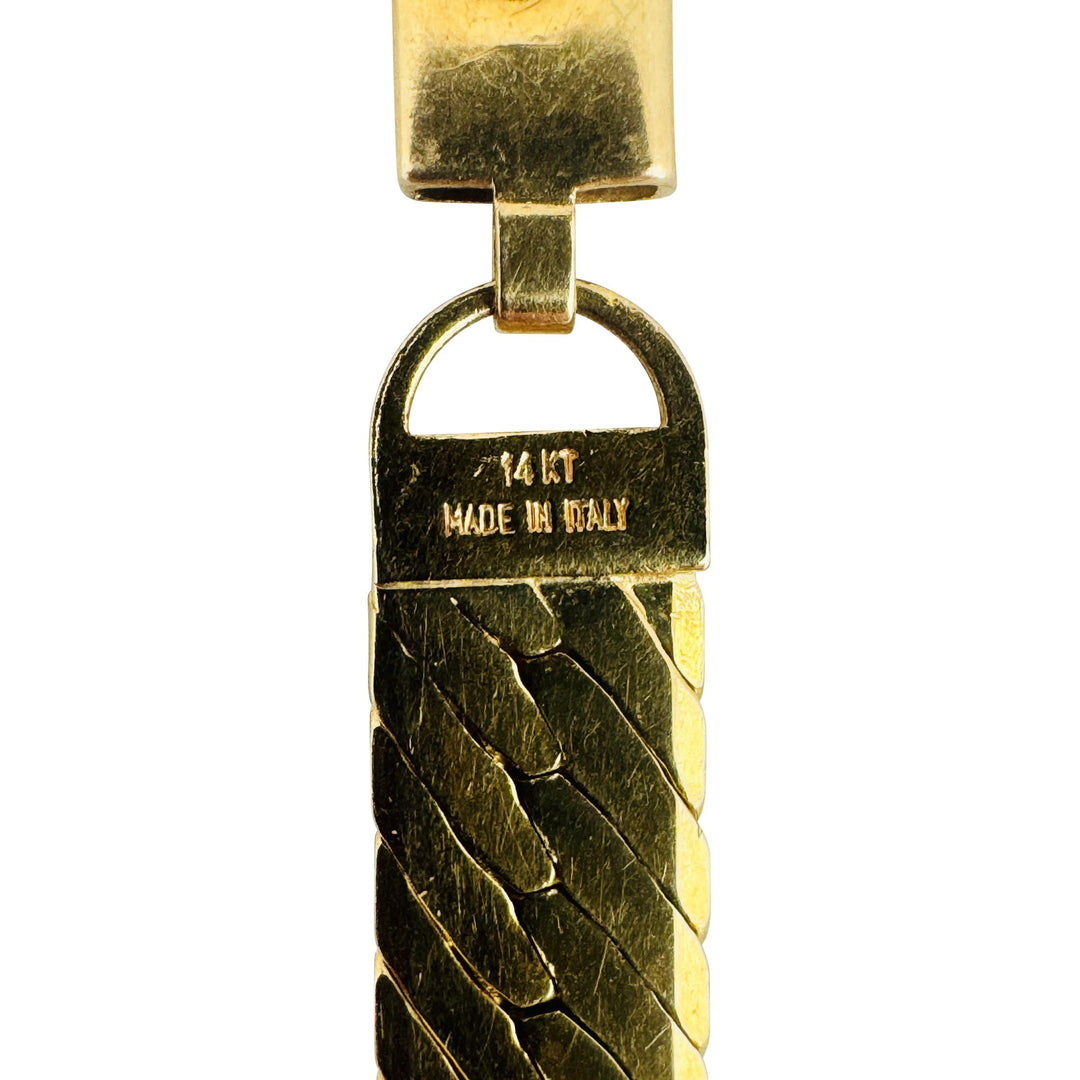 14k Yellow Gold 27.3g Solid Thick 7mm Herringbone Link Necklace Italy 18"