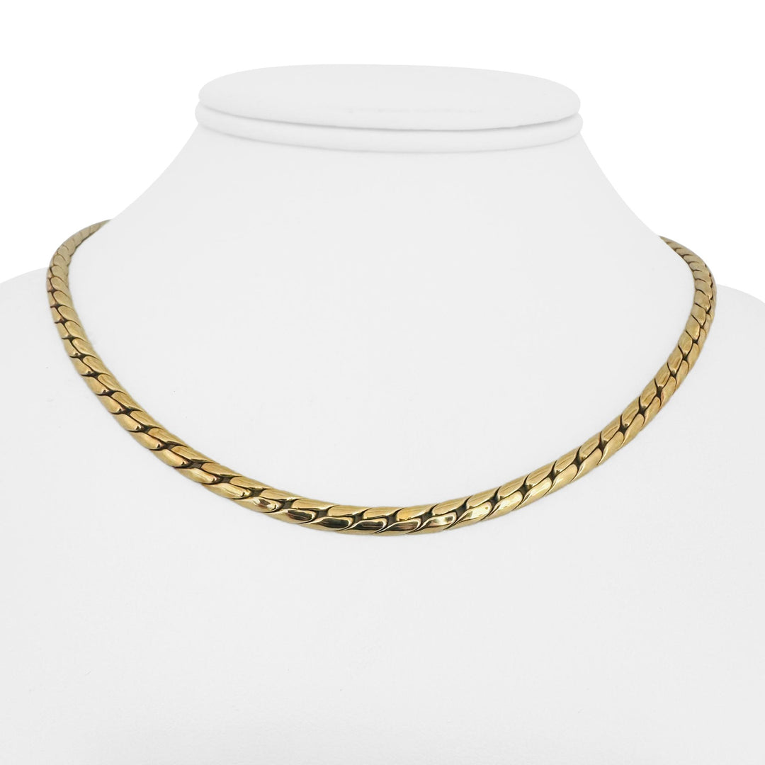 14k Yellow Gold 17.8g Ladies Thick 4mm Flattened Curb Link Necklace 16"