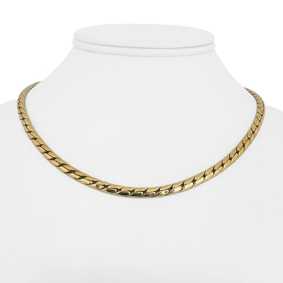 14k Yellow Gold 17.8g Ladies Thick 4mm Flattened Curb Link Necklace 16