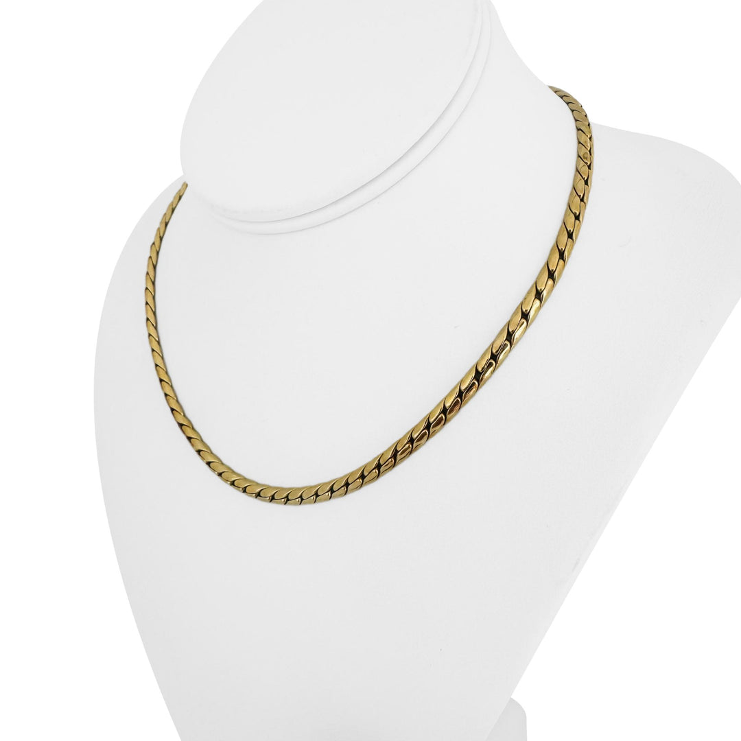 14k Yellow Gold 17.8g Ladies Thick 4mm Flattened Curb Link Necklace 16"
