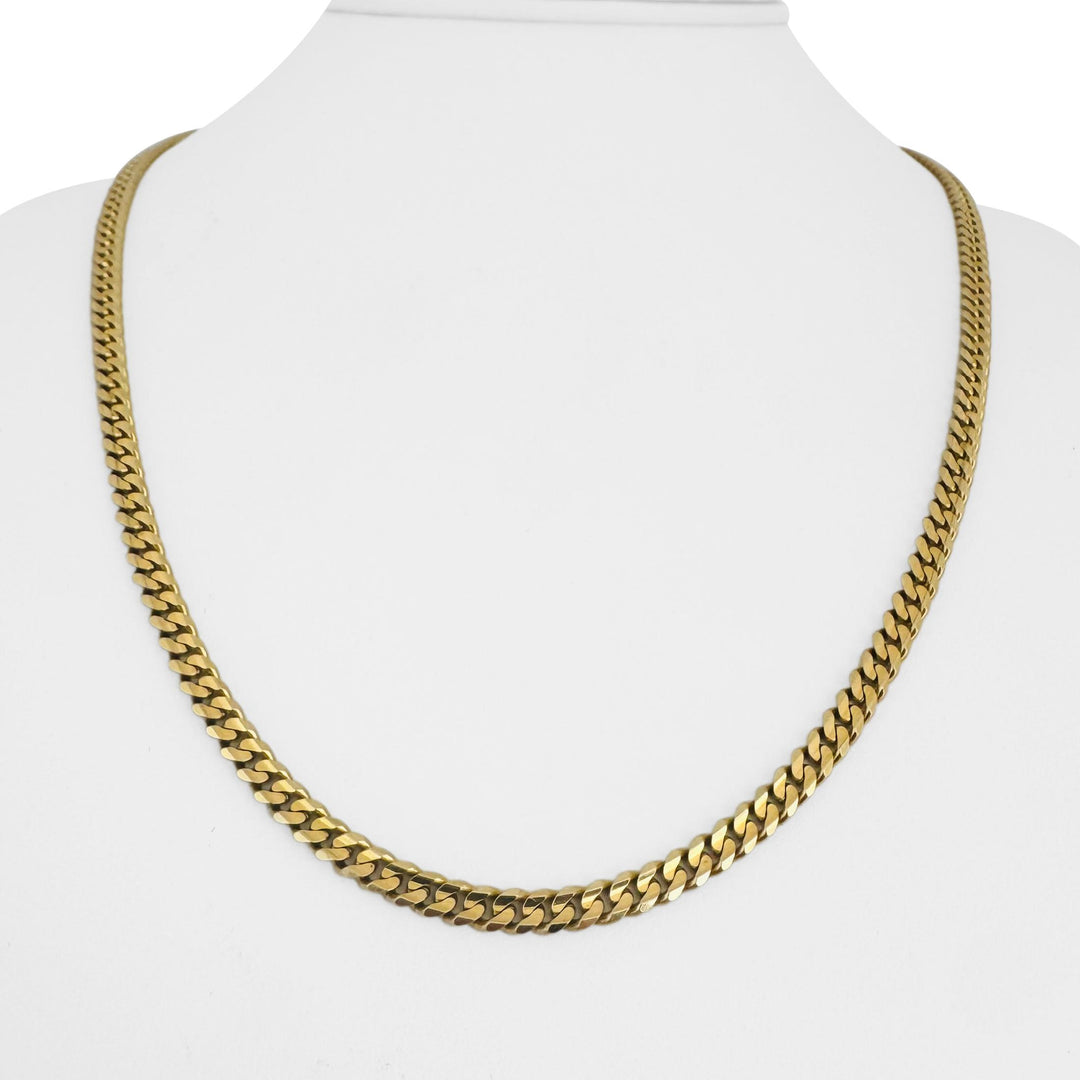 14k Yellow Gold 21.5g Solid 4mm Cuban Curb Link Chain Necklace Italy 20.5"