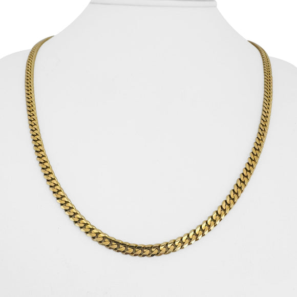 14k Yellow Gold 21.5g Solid 4mm Cuban Curb Link Chain Necklace Italy 20.5