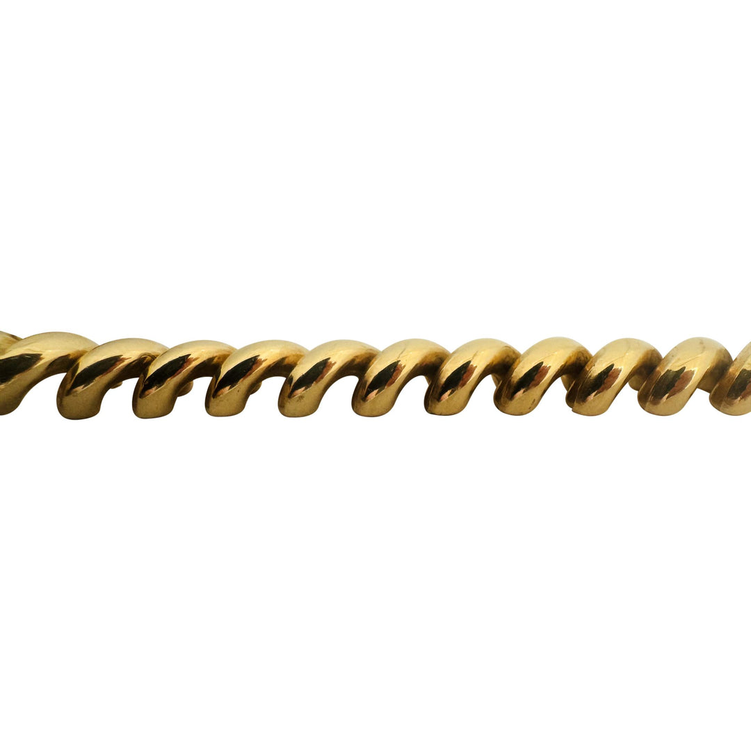 14k Yellow Gold 16g Polished Milor 8mm San Marco Link Bracelet Italy 7.25"