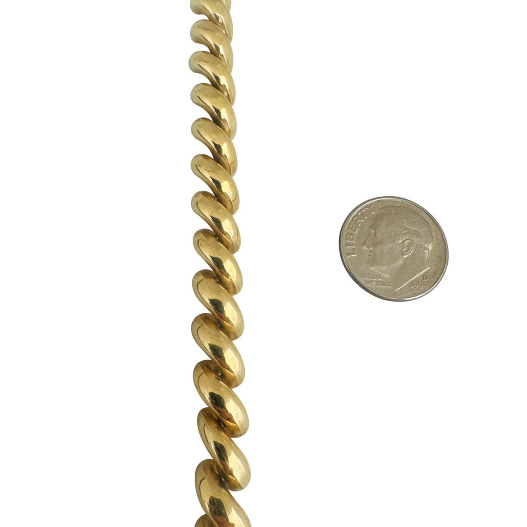 14k Yellow Gold 16g Polished Milor 8mm San Marco Link Bracelet Italy 7.25"