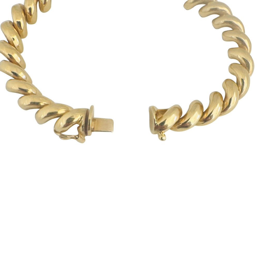 14k Yellow Gold 16g Polished Milor 8mm San Marco Link Bracelet Italy 7.25"