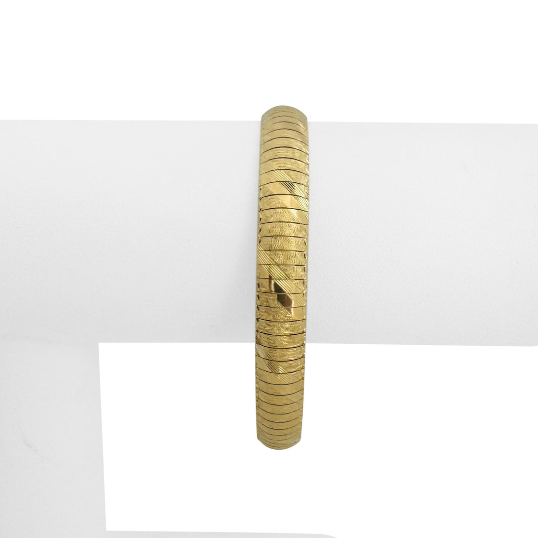 14k Yellow Gold 17.7g Solid Striped 8mm Omega Link Bracelet Italy 7"