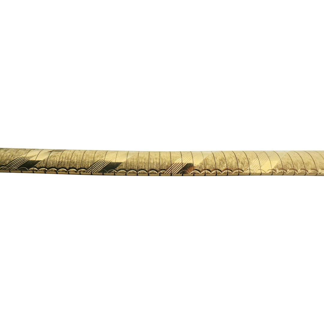 14k Yellow Gold 17.7g Solid Striped 8mm Omega Link Bracelet Italy 7"