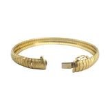 14k Yellow Gold 17.7g Solid Striped 8mm Omega Link Bracelet Italy 7"
