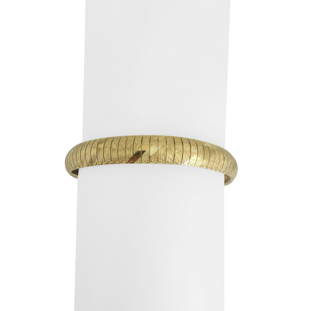 14k Yellow Gold 17.7g Solid Striped 8mm Omega Link Bracelet Italy 7"