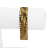 14k Yellow Gold 23.9g Imperial Gold 14mm Beaded Mesh Wheat Link Bracelet 7"