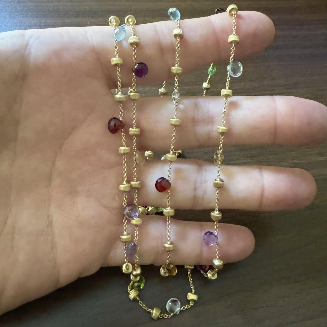 Marco Bicego Paradise 18k Yellow Gold and Multi Gemstone Long Necklace 46"