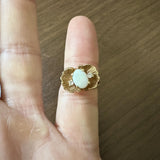 14k Yellow Gold Opal and Diamond Vintage Ladies Floral Ring Size 5