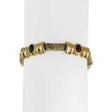 14k Yellow Gold 23.5g Bezel Set Cabochon Multi Gemstone Bar Link Bracelet 7.5"