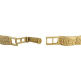 14k Yellow Gold 22.4g Solid Vintage 9mm Greek Key Panel Link Bracelet 7.25"