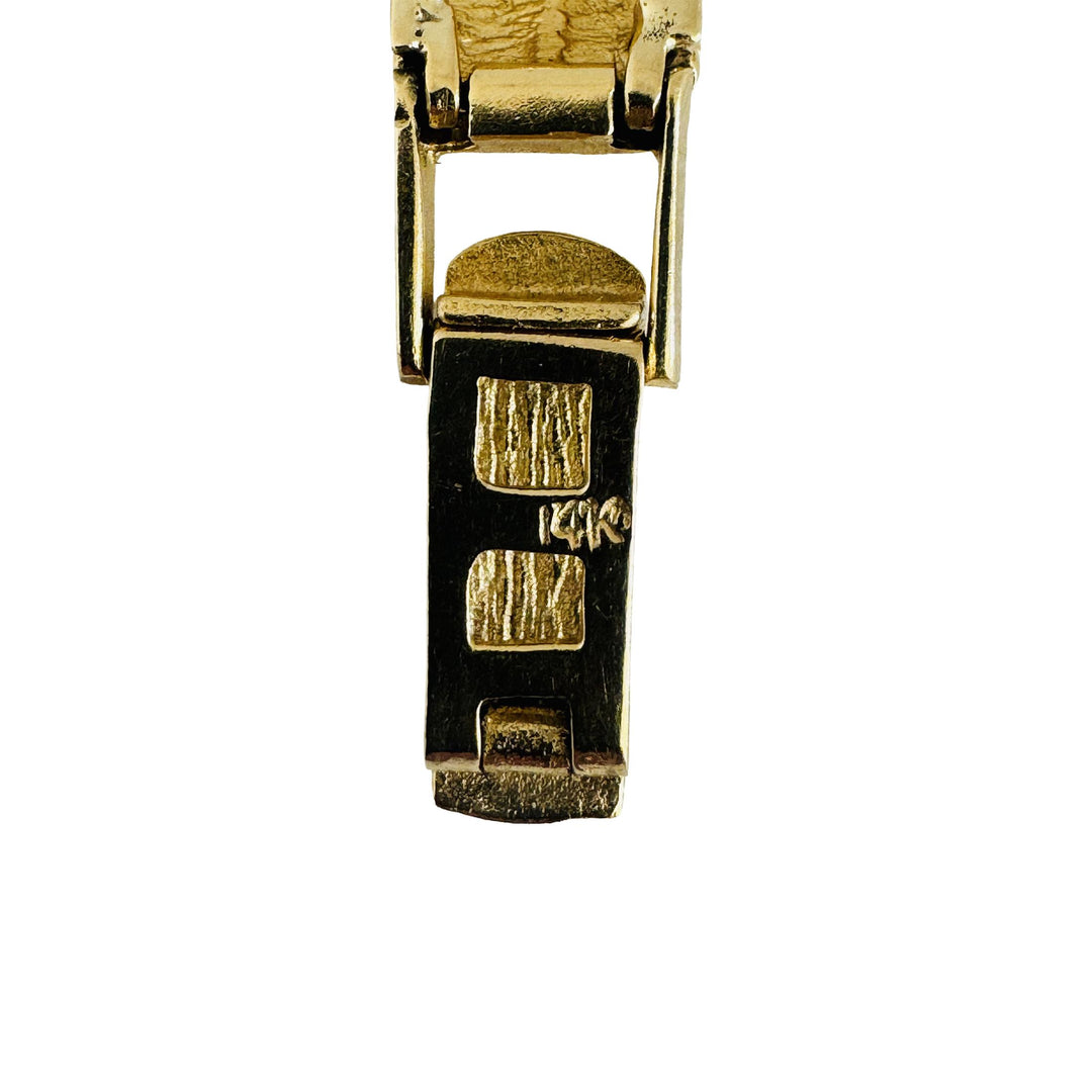 14k Yellow Gold 22.4g Solid Vintage 9mm Greek Key Panel Link Bracelet 7.25"
