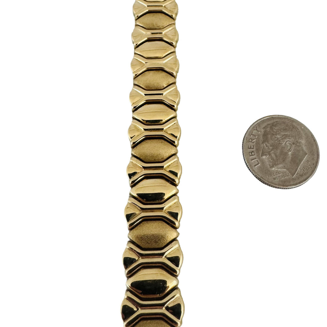 14k Yellow Gold 26.3g Ladies Vintage 13mm Fancy Link Bracelet Italy 7.25"
