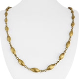 14k Yellow Gold 26.2g Vintage Cable Link Satin Finish Bead Necklace Italy 29"