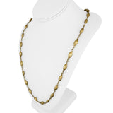 14k Yellow Gold 26.2g Vintage Cable Link Satin Finish Bead Necklace Italy 29"