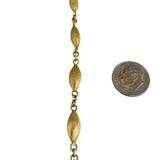 14k Yellow Gold 26.2g Vintage Cable Link Satin Finish Bead Necklace Italy 29"
