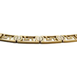 14k Yellow and White Gold 24g Ladies Screw Motif Greek Key Link Necklace 15.5"