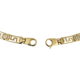 14k Yellow and White Gold 24g Ladies Screw Motif Greek Key Link Necklace 15.5"