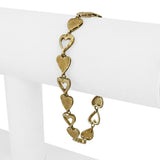 14k Yellow Gold 8.8g Vintage Diamond Cut 8mm Heart Link Bracelet 7.25"