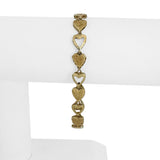 14k Yellow Gold 8.8g Vintage Diamond Cut 8mm Heart Link Bracelet 7.25"