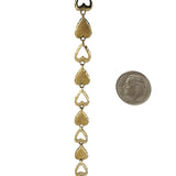 14k Yellow Gold 8.8g Vintage Diamond Cut 8mm Heart Link Bracelet 7.25"
