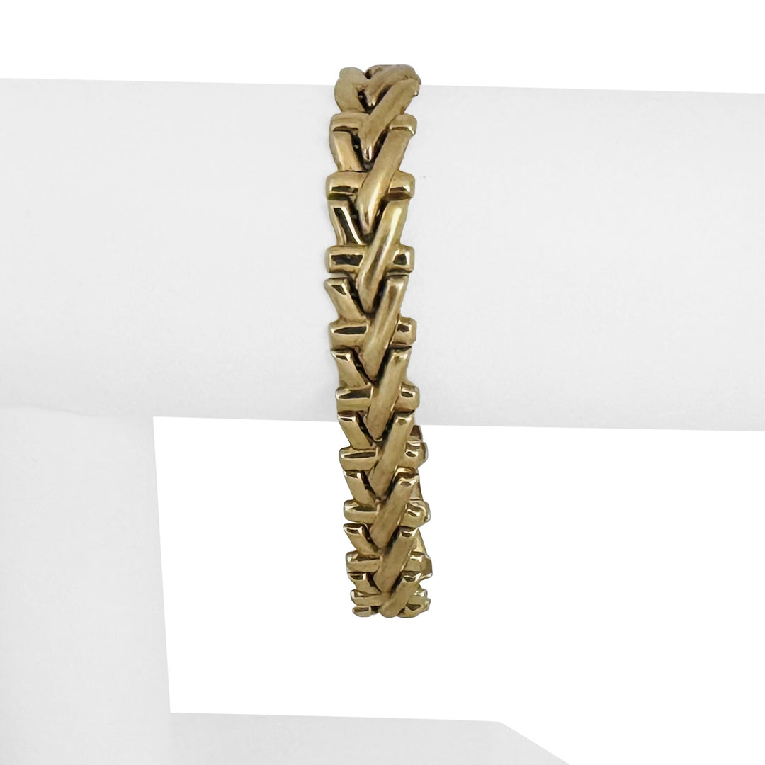 14k Yellow Gold 14.8g Ladies Vintage 8.5mm Fancy Link Bracelet Italy 7"
