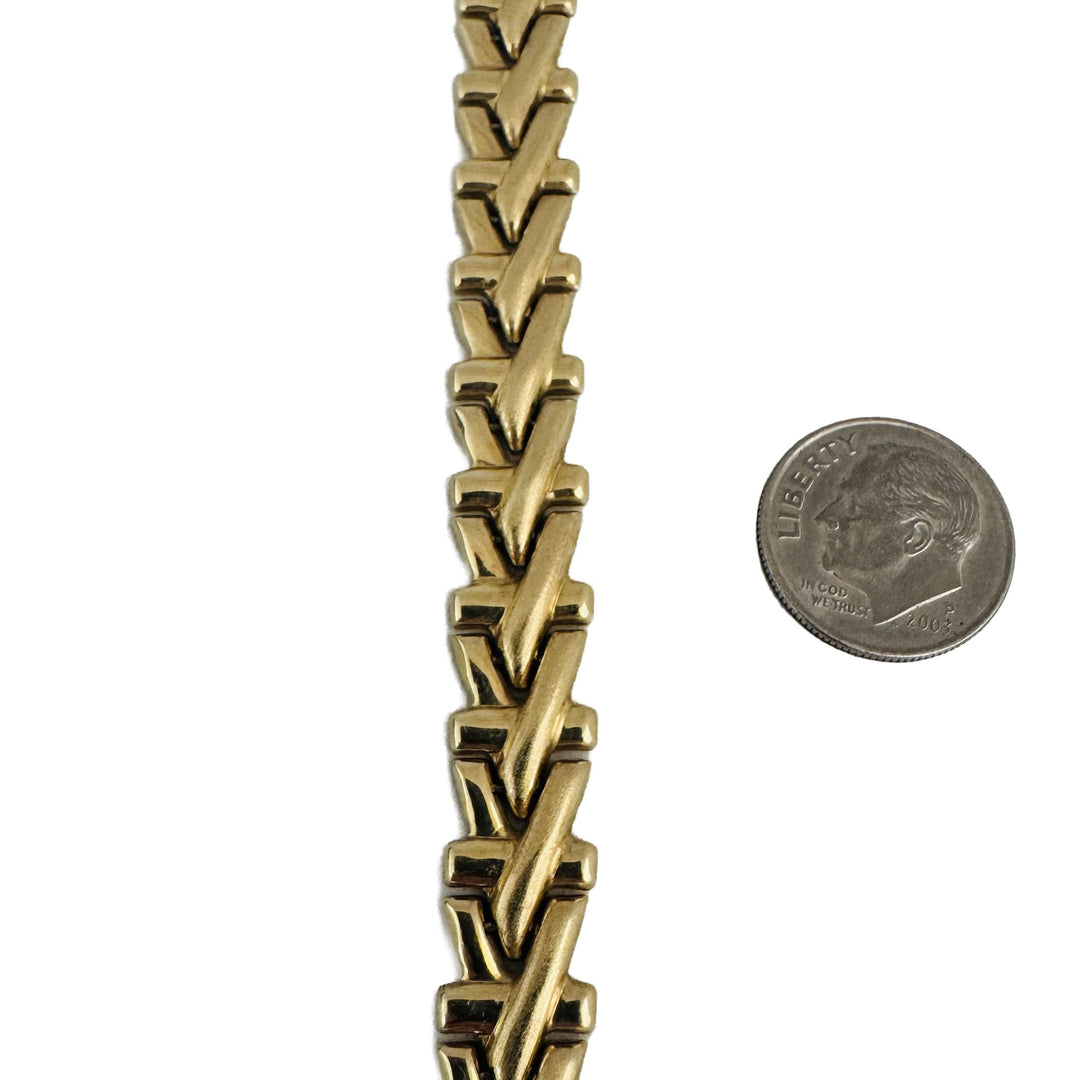 14k Yellow Gold 14.8g Ladies Vintage 8.5mm Fancy Link Bracelet Italy 7"