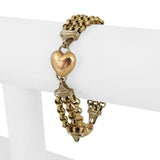 14k Yellow White and Rose Gold 19.4g Heart Star Charm Link Bracelet Italy 7"