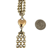 14k Yellow White and Rose Gold 19.4g Heart Star Charm Link Bracelet Italy 7"