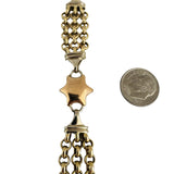 14k Yellow White and Rose Gold 19.4g Heart Star Charm Link Bracelet Italy 7"