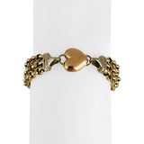 14k Yellow White and Rose Gold 19.4g Heart Star Charm Link Bracelet Italy 7"