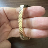 14k Yellow Gold 17.6g Ladies Geometric Striped Bangle Bracelet 6.75"