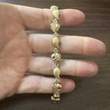 14k Yellow Gold 11.9g Ladies Fancy Heart and Tear Drop Bracelet 6.5"