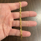 22k Yellow Gold 8g Solid Diamond Cut 5mm Fancy Oval  Link Bracelet 7"