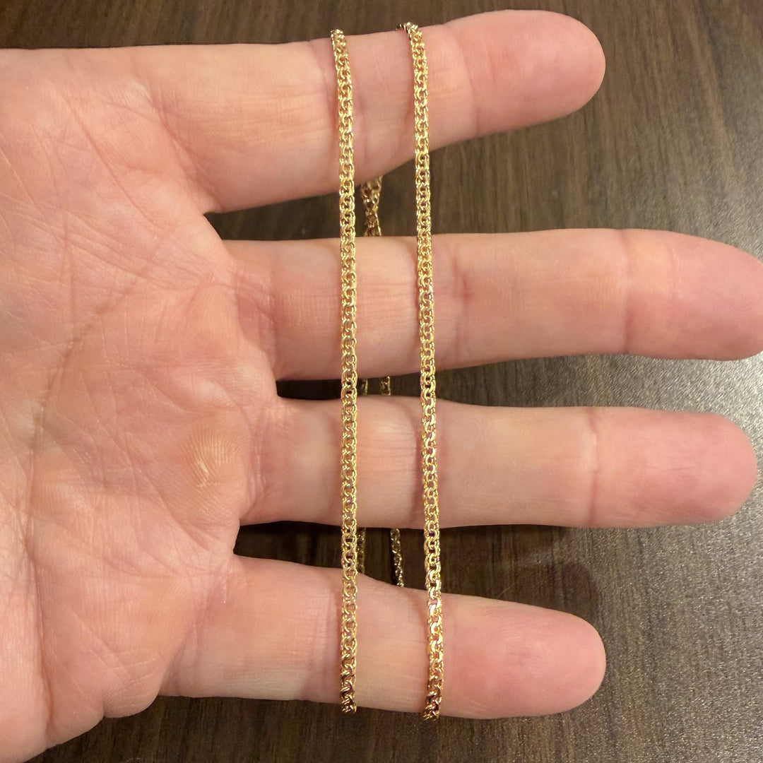 19k Portuguese Yellow Gold 6.9g Thin 2.2mm Double Curb Link Chain Necklace 19.5"