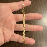 19k Portuguese Yellow Gold 6.4g Men's 3.5mm Figaro Link Bracelet 9"